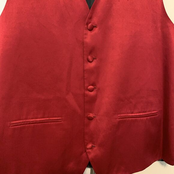 Oleg Cassini Mens Silk Tuxedo Vest Cherry Red Size Small 100% Silk - Picture 5 of 10